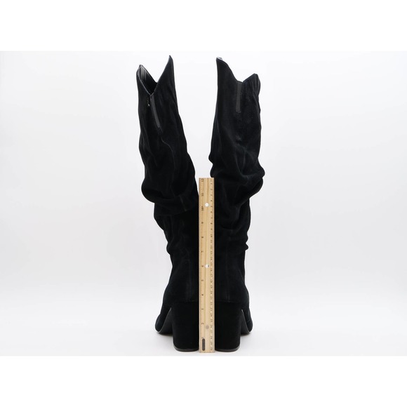 Laurie Felt Boots Womens 11 Black Suede Knee High Slouch Block Heel Pull On - Picture 9 of 11
